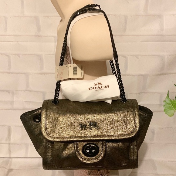 π» Coach F33553 / 33553 π» Ranger Flap Metallic Shoulder Bag  MSRP $350 - Picture 2 of 11
